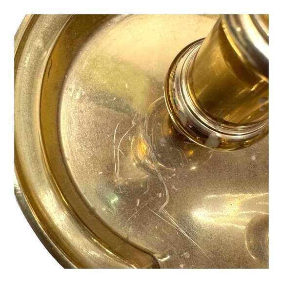 Ethan Allen 2 Vintage Lucite Brass Graduated Candle Holder Pair MCM Modernist - Picture 8 of 8